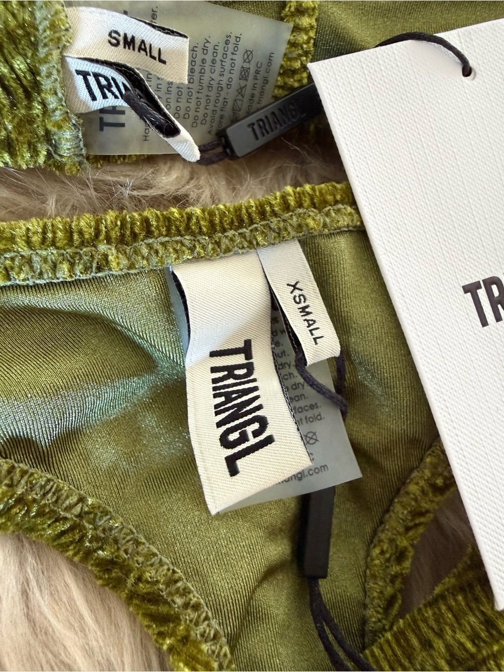triangl swimwear Olive Green Velvet Bikini Bottom - Picture 3 of 4